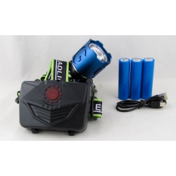 Фонарь головной RE-A28L-TG (1 ярк.+ 3акк.+ шнур TYPE-C) с индикатором, zoom