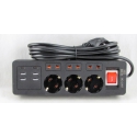 Сетевой удлинитель 3роз.+ 4USB HG-2507 3м с выключателем