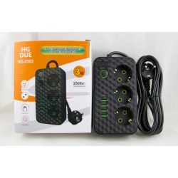 Сетевой удлинитель 3роз.+ 4USB + TYPE-C HG-2503 3м с выключателем