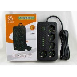 Сетевой удлинитель 5роз.+ 4USB + TYPE-C HG-2505 3м с выключателем