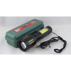 Фонарь светодиодный BL-612-TG (1 ярк.+1 мощ., мигалка красн., акк, шнур TYPE-C) с индикаиором, zoom