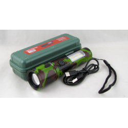 Фонарь светодиодный BL-603M-TG камуфляж. (1 мощ.+ 12 больш., мигалка красн.,  шнур TYPE-C) с индикат