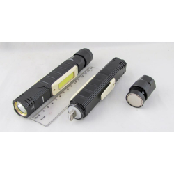 Фонарь светодиодный YT-1271B (1 мощ.+ 1 больш., мигалка красн.,встроен. акк., USB) угловой с магнито