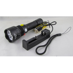 Фонарь светодиодный H-395 (4 цвета бел./ красн./ оранжевый / зеленый, акк.18650, ЗУ, с магнитом