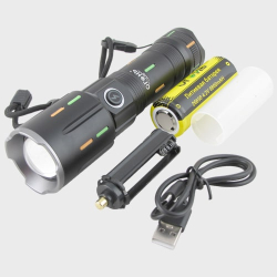 Фонарь светодиодный H-3056-P90 (2 мощ. белая + красн., аккум.26650, шнур microUSB) zoom