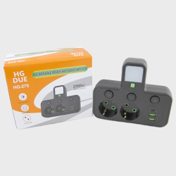 Сетевой фильтр HG-275 (2 гнезда, 2 USB + TYPE-C) с выключателями, с подсветкой