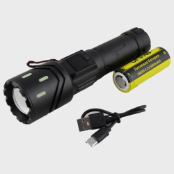 Фонарь светодиодный H-3086-PM20-TG (1 мощ., акк.26650 + шнур TYPE-C) с индикатором, zoom