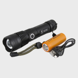 Фонарь светодиодный FA-919-P99 (1 мощ., акк.26650, шнур microUSB) с индикатором, zoom