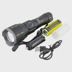 Фонарь светодиодный H-3065-PM30-TG (1 мощ., акк.26650, шнур TYPE-C, выход USB) с индикатором, zoom