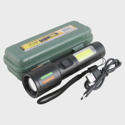 Фонарь светодиодный H-3103-TG (1 мощ.+ 1 больш., мигалка красн., аккум.18650, шнур TYPE-C) zoom