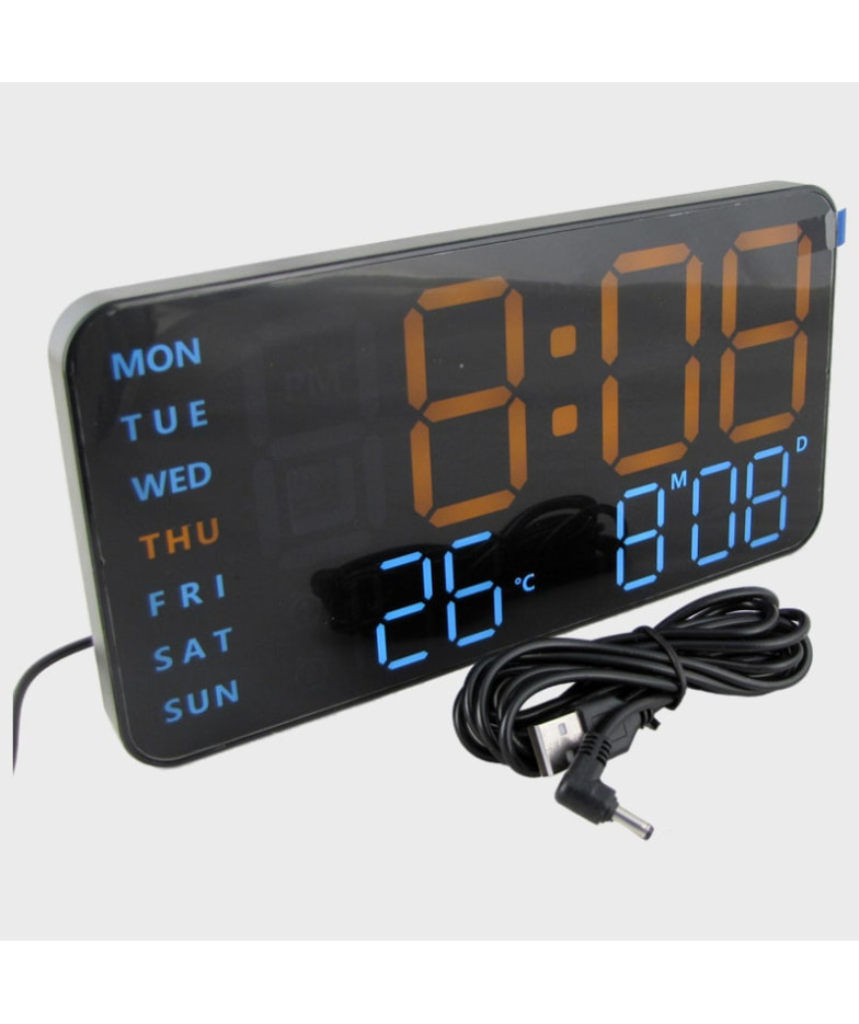 Часы-будильник электронные DS-6659 (оранжевые цифры) с температурой