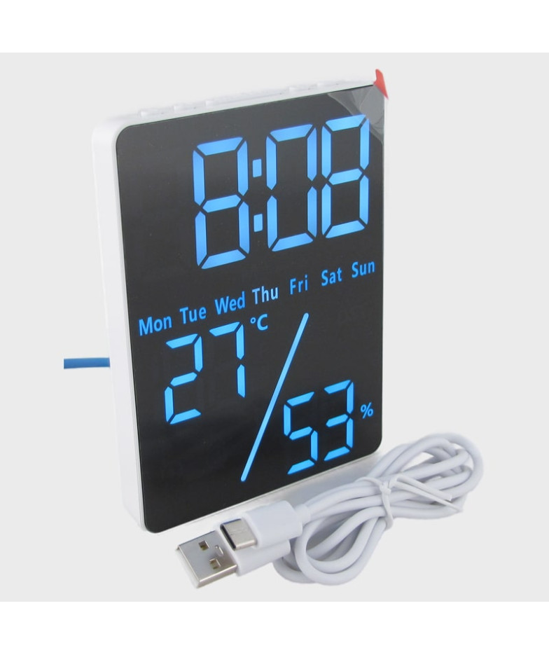 Часы-будильник электронные DS-5508 (синие цифры) с температурой, влажностью