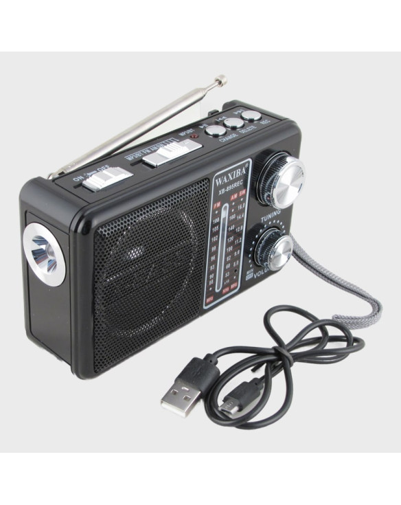 Радиоприёмник XB-895REC (FM,AM,SW) TF, USB, аккум.18650, шнур microUSB, с фонариком, Bluetooth ??