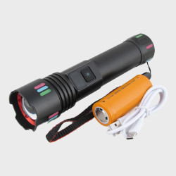 Фонарь светодиодный RE-W511A (1 мощ., аккум.26650, шнур TYPE-C, вых.USB) с индикатором, zoom