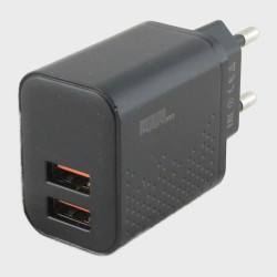 Сетевое зарядное устройство 5V 2,4A 2 USB A-16 черный без упаковки
