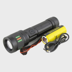 Фонарь светодиодный H-3161-PM20-TG (1 мощ., аккум.26650, шнур TYPE-C) с индикатором, zoom