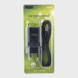 Сетевое зарядное устройство с кабелем LIGHTNING 1,2м 2,4A MR-24-IP5 черное, 2USB
