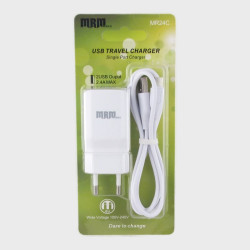 Сетевое зарядное устройство с кабелем TYPE-C 1,2м 2,4A MR-24-TC белое 2USB