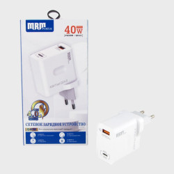 Сетевое зарядное устройство Q-40 белый 5V 6A/9V 3A/12V 2,5A QC4.0 + PD20W 40W