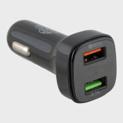 Зарядное устройство (2 USB) 5V 3A CR-29 черный QC 3.0 18W с вольтметром без упаковки