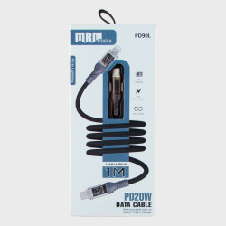 Кабель TYPE-C - LIGHTNING 1,2м PD-90L черный 20W тканевый