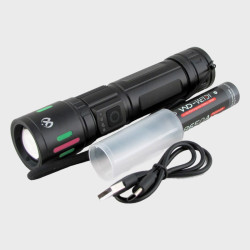 Фонарь светодиодный RE-6612 (1 мощ., акк.18650, шнур TYPE-C) с индикатором, zoom