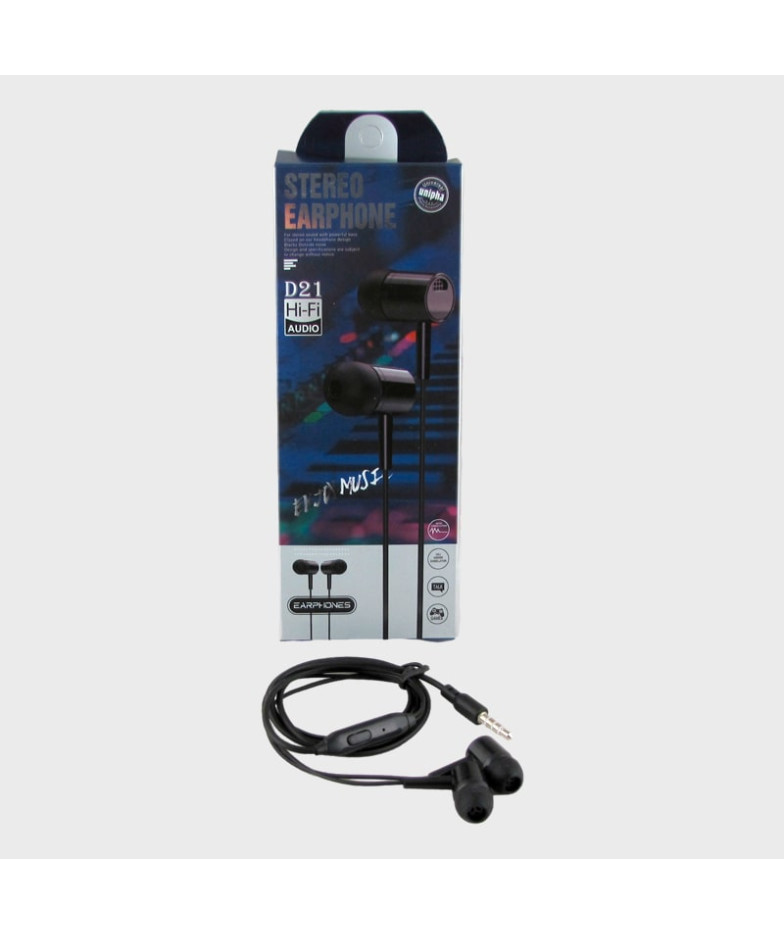 Наушники D-21-1 вакуум. в короб. черные