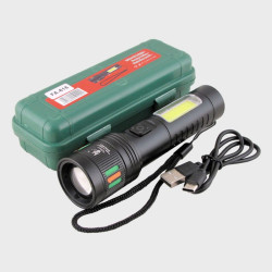 Фонарь светодиодный FA-618-TG (1 мощ.+ 1 больш., мигалка красн., акк, шнур TYPE-C) с индикаиором, zo