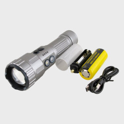 Фонарь светодиодный H-3138-PM30-TG (1 мощ.+ 2 разн., акк.26650, шнур TYPE-C, вых.USB) с индикатором,