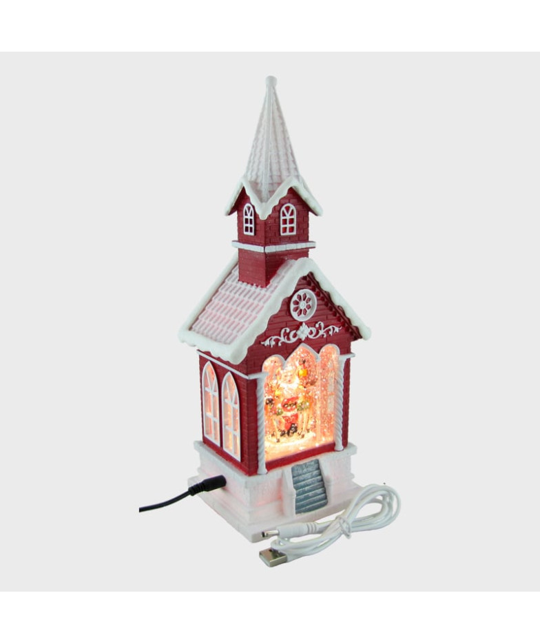Новогодний фонарь  Домик красный с башней (Санта) 