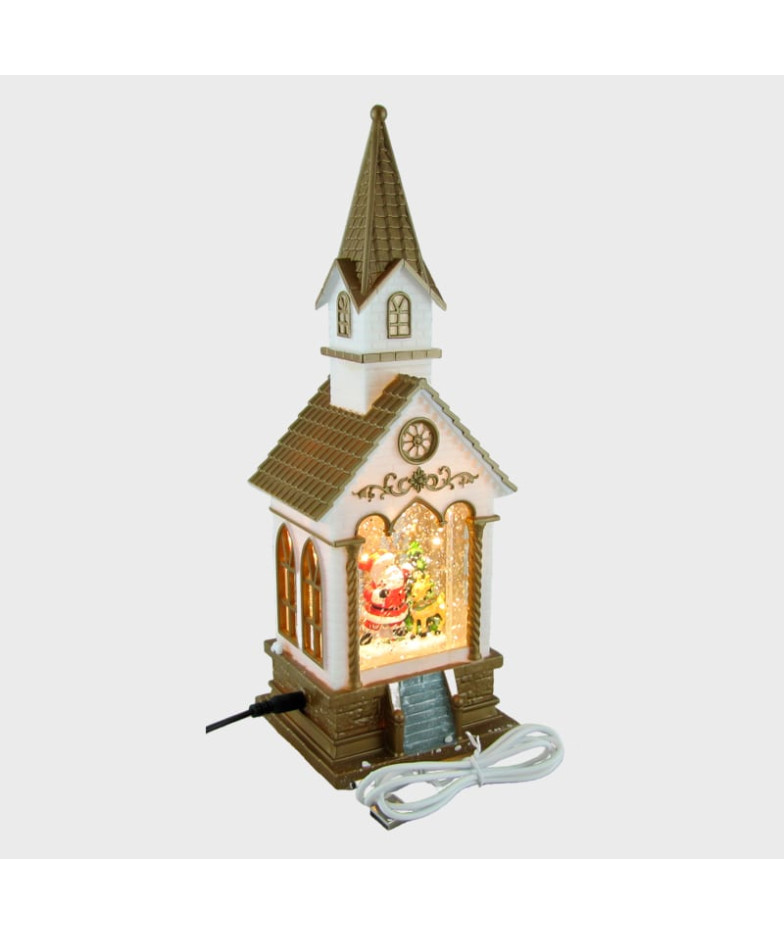 Новогодний фонарь  Домик красный с башней (Снеговик) 