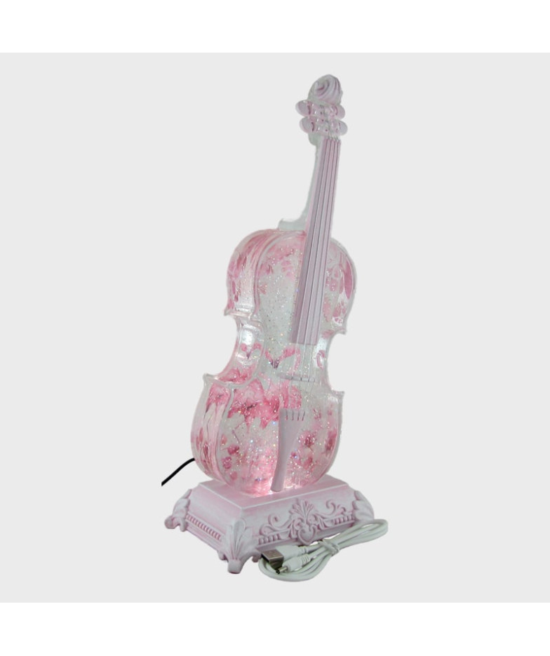 Новогодний фонарь  Скрипка на подставке с фламинго (bluetooth) 