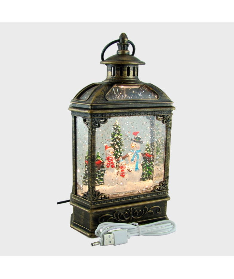 Новогодний фонарь  подвесной 15 см (семья Снеговиков) -11