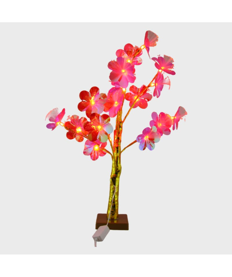 Дерево с подсветкой 70см с красными цветами, шнур 5м для дома 