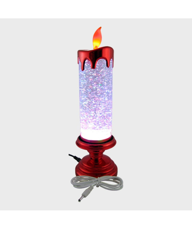 Светильник настольный светодиодный 20 см (свеча красная) разноцветная подсветка