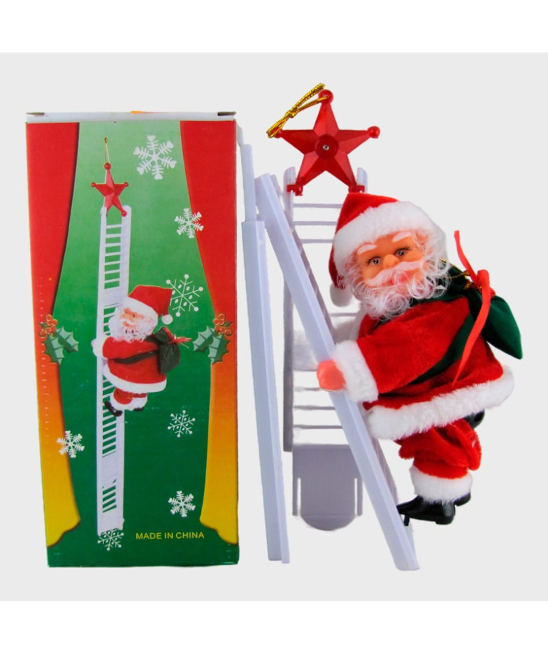 Новогодний сувенир  - Санта на лесенке подвесной (ползает) 3АА