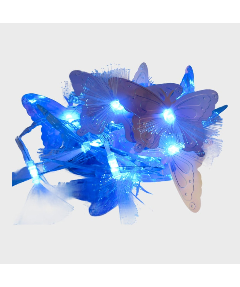 Гирлянда - Бабочки с кисточками 15шт синяя прозрачный шнур. 