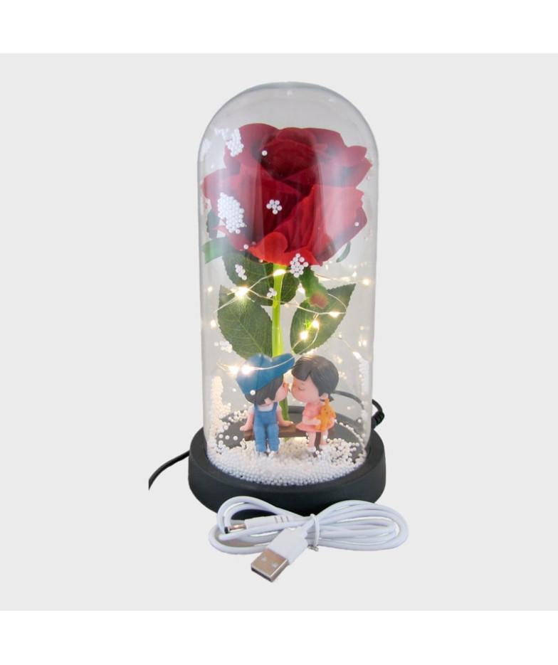 Светильник настольный светодиодный Роза со снегом (жених и невеста)  21 см 
