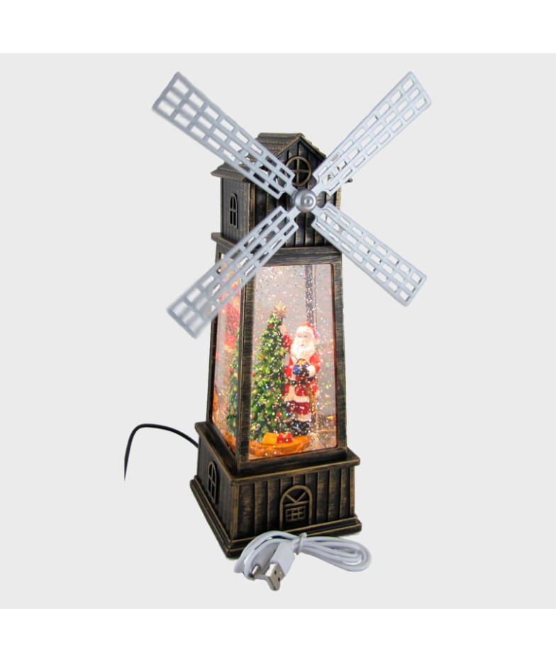 Новогодний фонарь Мельница (Санта с елкой) 6509-3