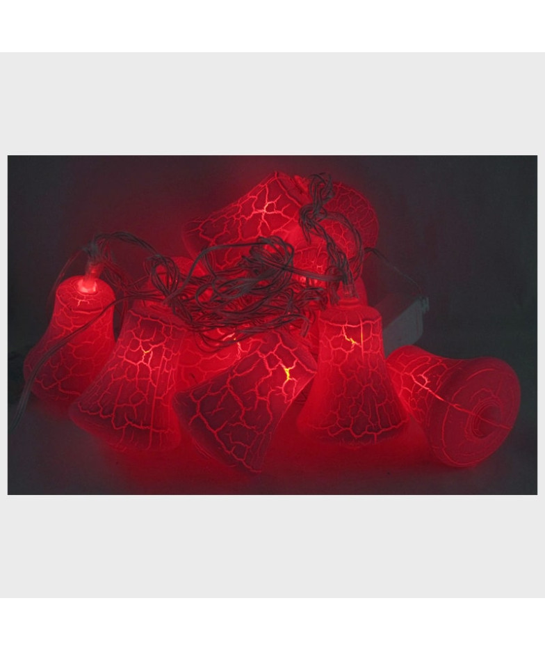 Гирлянда - Колокольчики 10шт малиновые прозрачный шнур. 