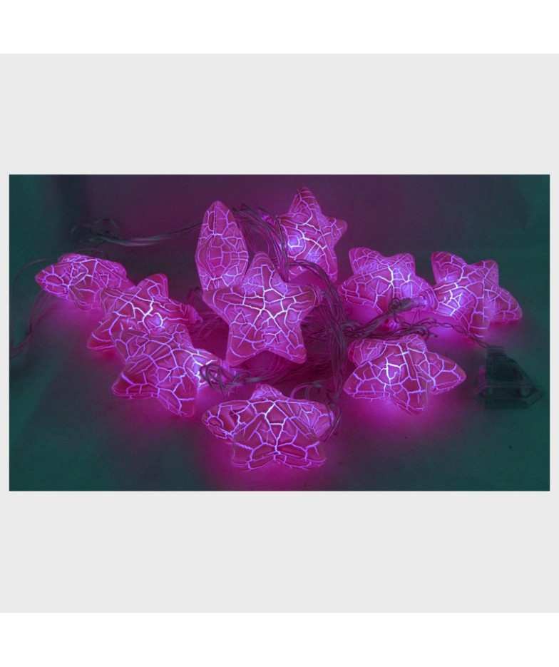 Гирлянда - Звезды 10шт розовые прозрачный шнур. 