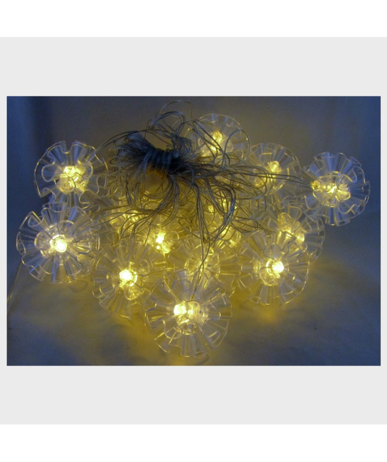 Гирлянда - Шары (цветок)16шт желтый прозрачный шнур. 