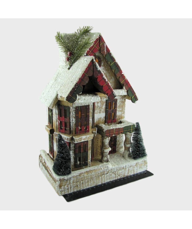 Новогодний  Домик деревянный с подсветкой 72424