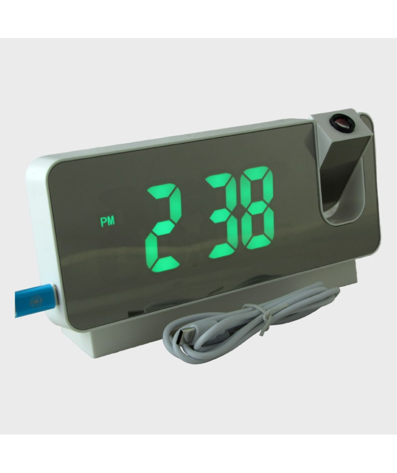 Часы-будильник электронные S-282A белый корпус (зеленые цифры)