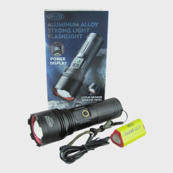 Фонарь светодиодный KH-W503 (1 мощ., акк.36680, шнур TYPE-C, вых.USB) с индикатором,  zoom