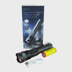 Фонарь светодиодный KH-W511A (1 мощ., акк.26650, шнур TYPE-C, вых.USB) с индикатором,  zoom