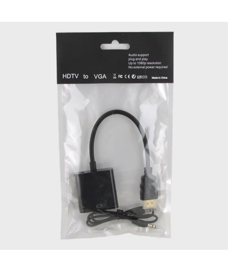 Переходник HDMI-VGA + AUX черный H-177