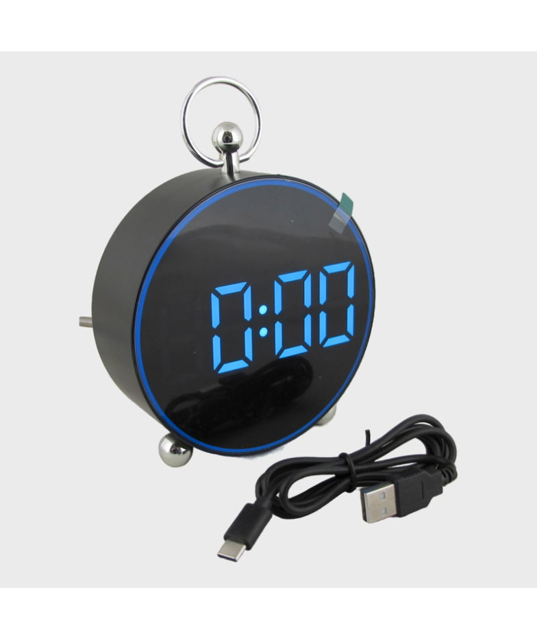 Часы-будильник электронные RE-8025 черный корпус (синие цифры)