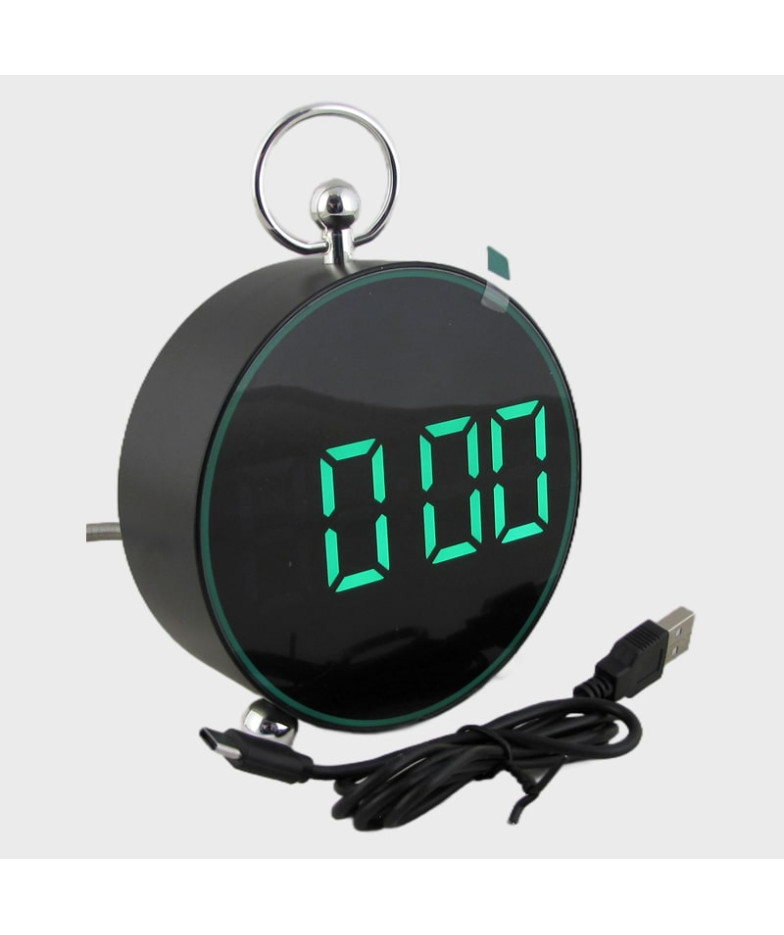 Часы-будильник электронные RE-8025 черный корпус (зеленые цифры)