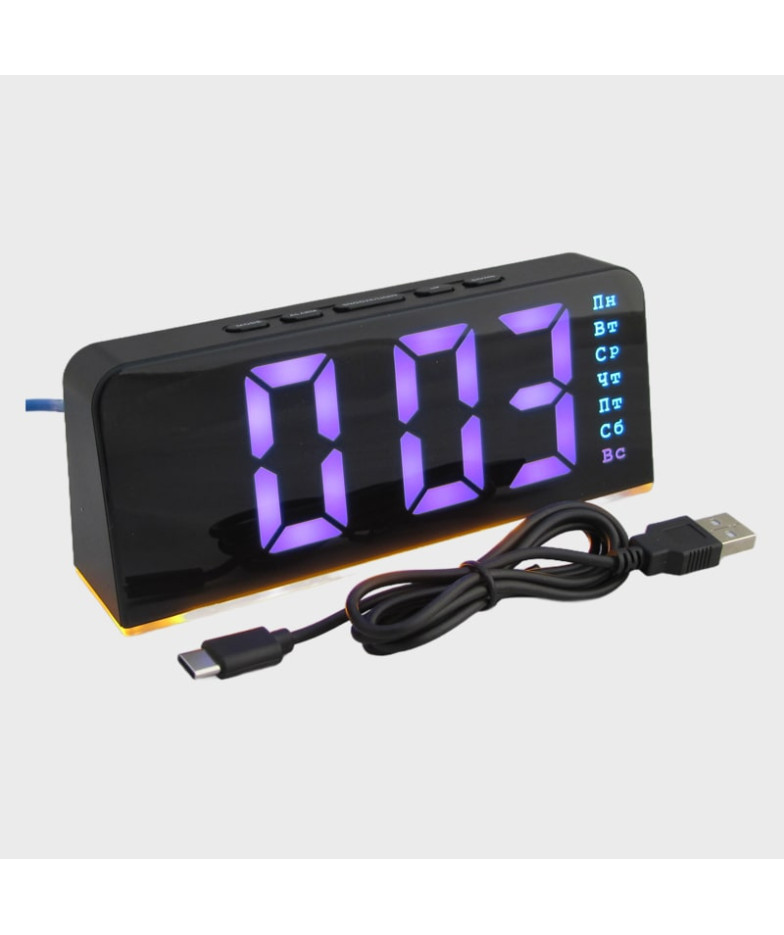Часы-будильник электронные RE-9001 (сиреневые цифры)